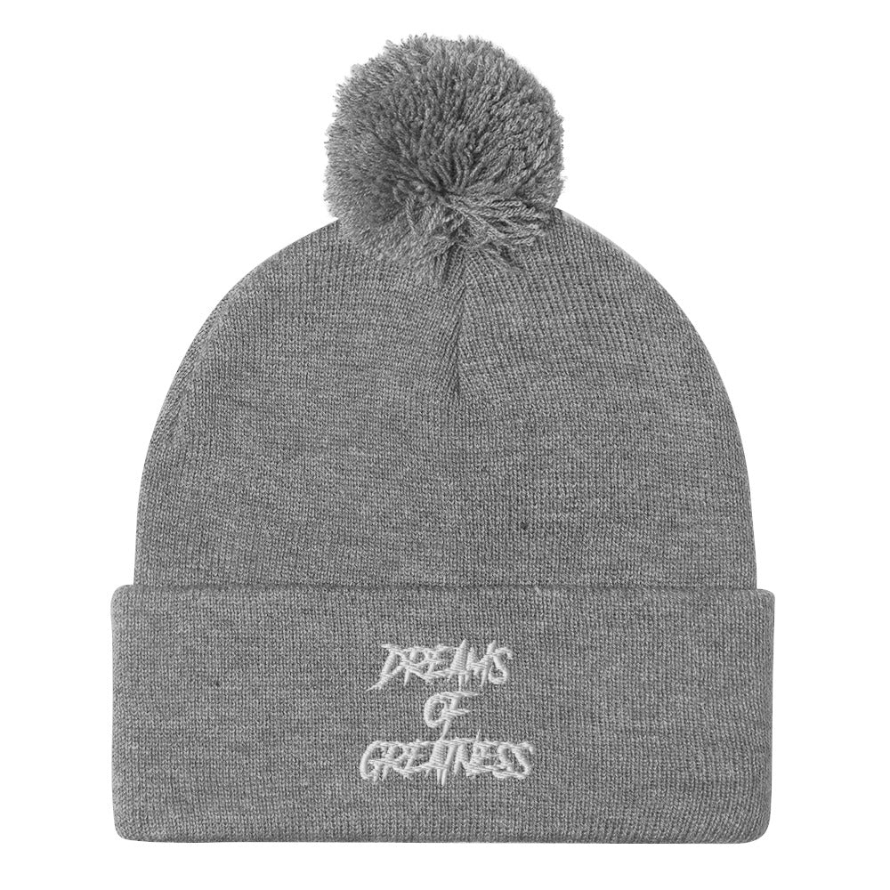 DREAMS OF GREATNESS Pom-Pom Beanie (WHITE)