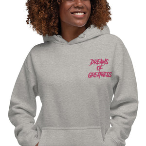 DREAMS OF GREATNESS New School Stitched Hoodie (FUCHSIA)