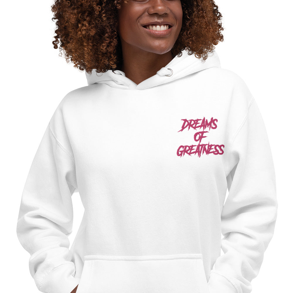 DREAMS OF GREATNESS New School Stitched Hoodie (FUCHSIA)
